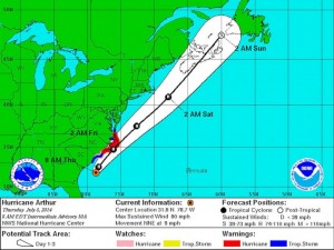 Hurricane Arthur track map